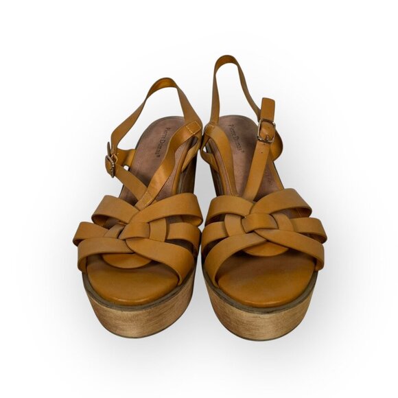 Pierre Dumas Wedges Women's 8.5 Yellow Mustard Leather Strappy Zada - Picture 7 of 8